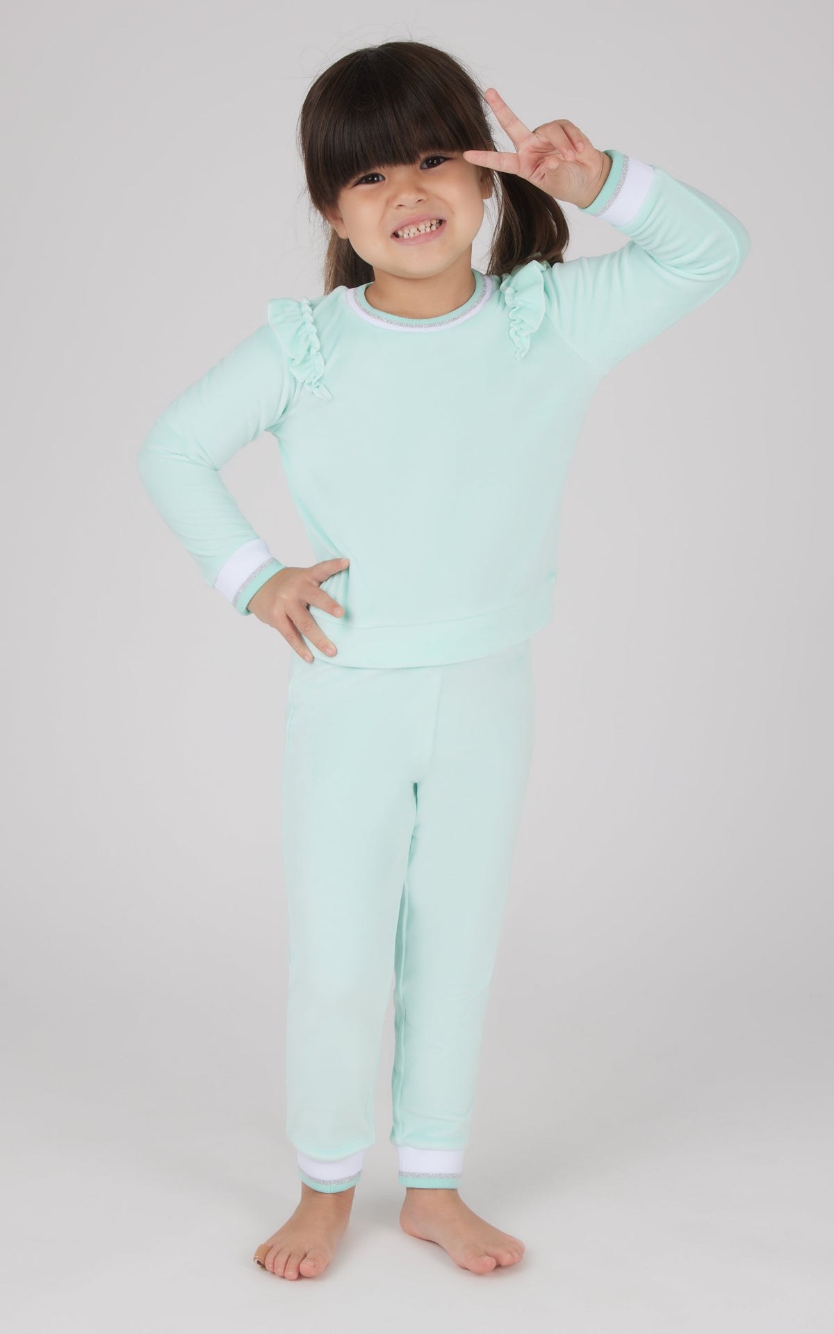 90 Degree by Reflex Toddler 2 PC Velour Ruffle Sweatshirt and Jogger