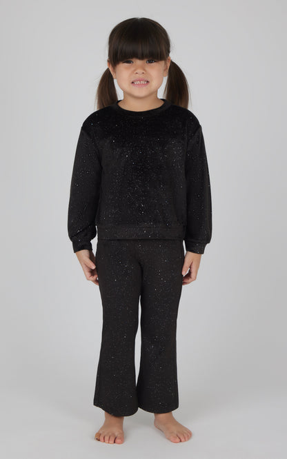 90 Degree by Reflex Toddler 2 PC Speckled Velour Crew Neck Top and Flared Leg Pant