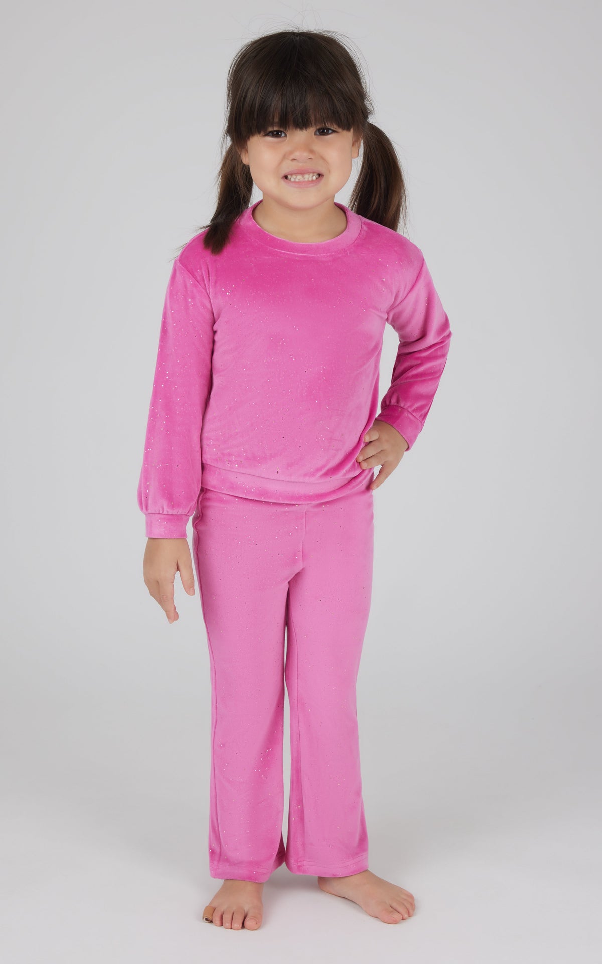 90 Degree by Reflex Toddler 2 PC Speckled Velour Crew Neck Top and Flared Leg Pant