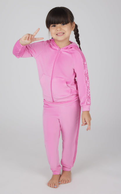 90 Degree by Reflex Toddler Girls 2 PC Velour Hoodie Jacket and Jogger