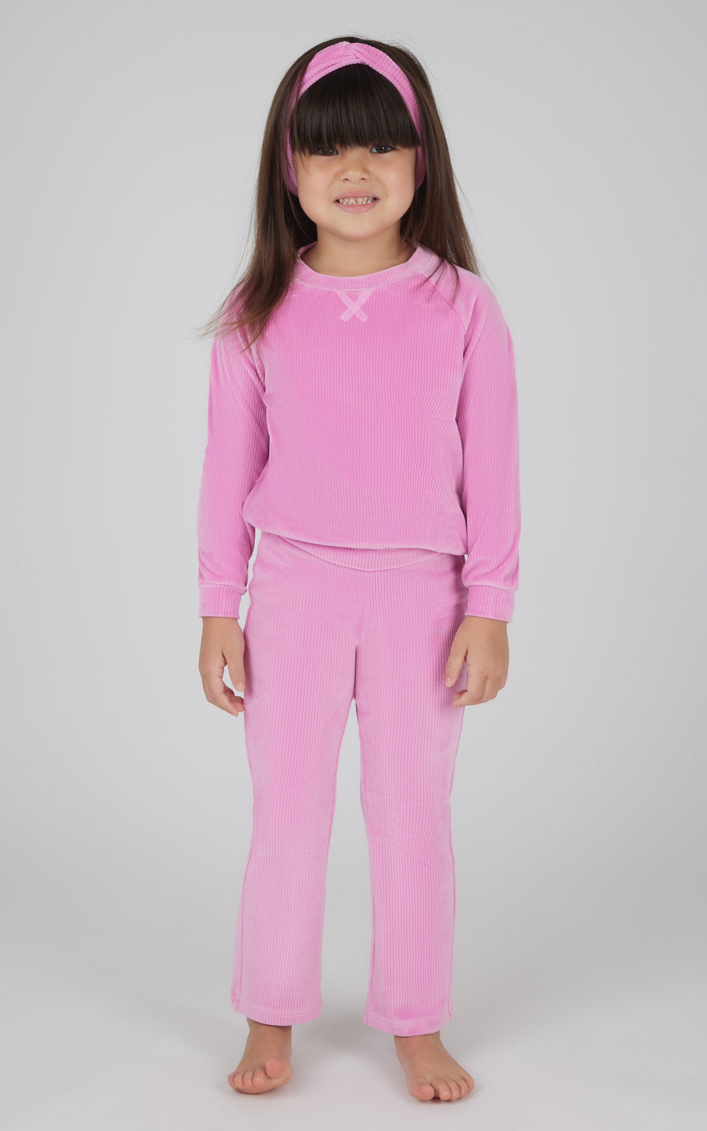 90 Degree by Reflex Toddler 3 PC Ribbed Top + Flared Leg Pant + Headband Set