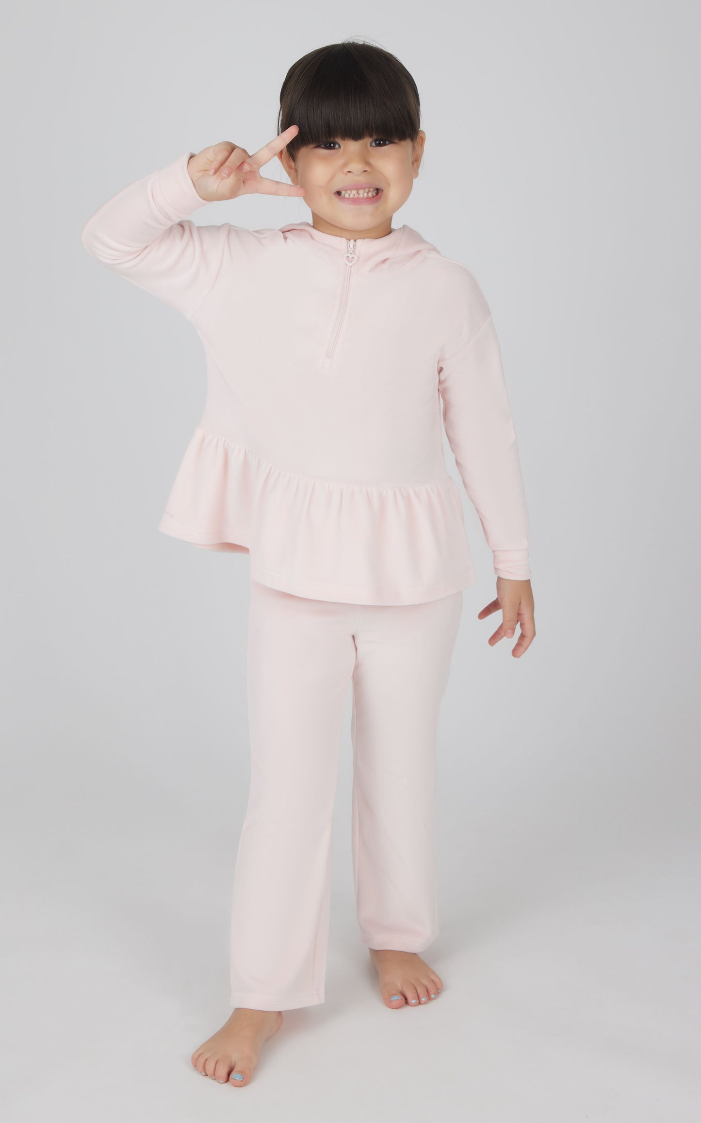 90 Degree by Reflex Toddler Girls Velour Hoodie Jacket & Flare Pant & Scrunchie Set