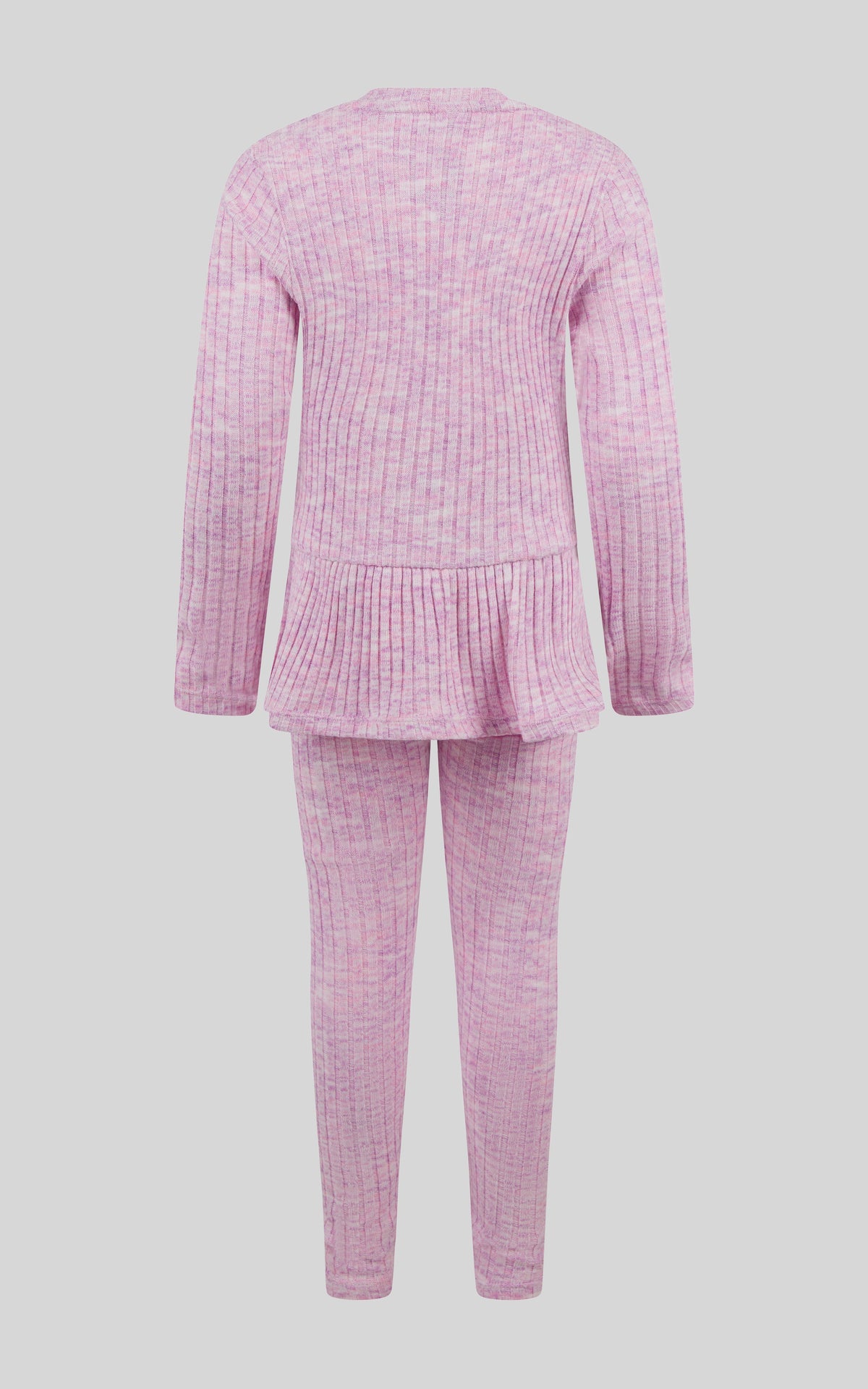 90 Degree by Reflex 4-6X 2 PC Ribbed Space Dye Peplum Pullover + Legging Set