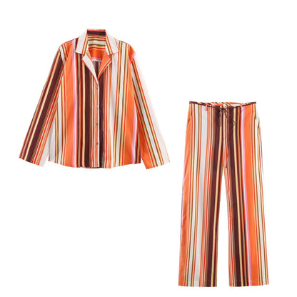Shirt+straight leg pants set