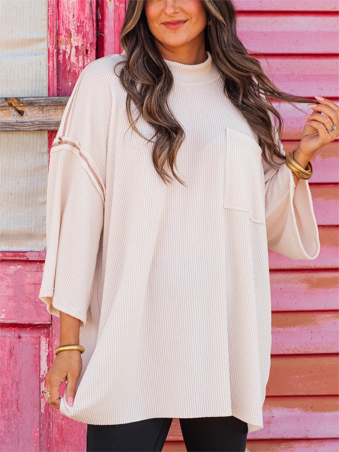 Women's Oversize High Neck Urban Ribbed Top(Buy 2 Free Shipping)
