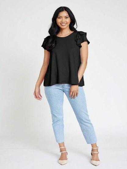 Black White Animal Leopard & Tropical Print Raglan Cap Sleeve   | 7 Colors | S-3X