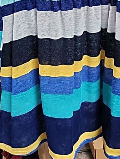 Boho Vintage Chevron Stripe Pink Yellow Navy Sleeveless Mini Poolside Cover Up Dress Small To 3 XL Plus