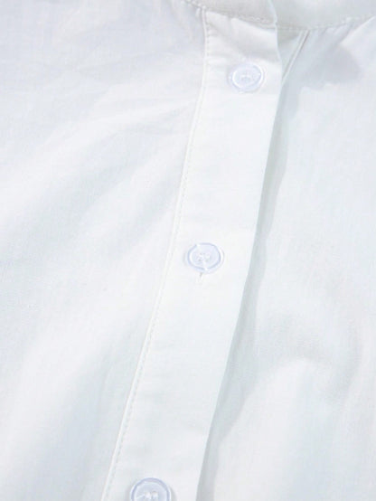 Boho Vacation Cotton Wavy White Elegant Tiered Maxi Long Shirt  Dress With Drawstring  Versatile Summer Dress For Women