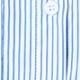 Boho Retro Blue Black Pin Stripe Shirred Scrunched Up Cuff Sleeve Light Weight Overs Sized Button Down Shirt Tunic Blouse