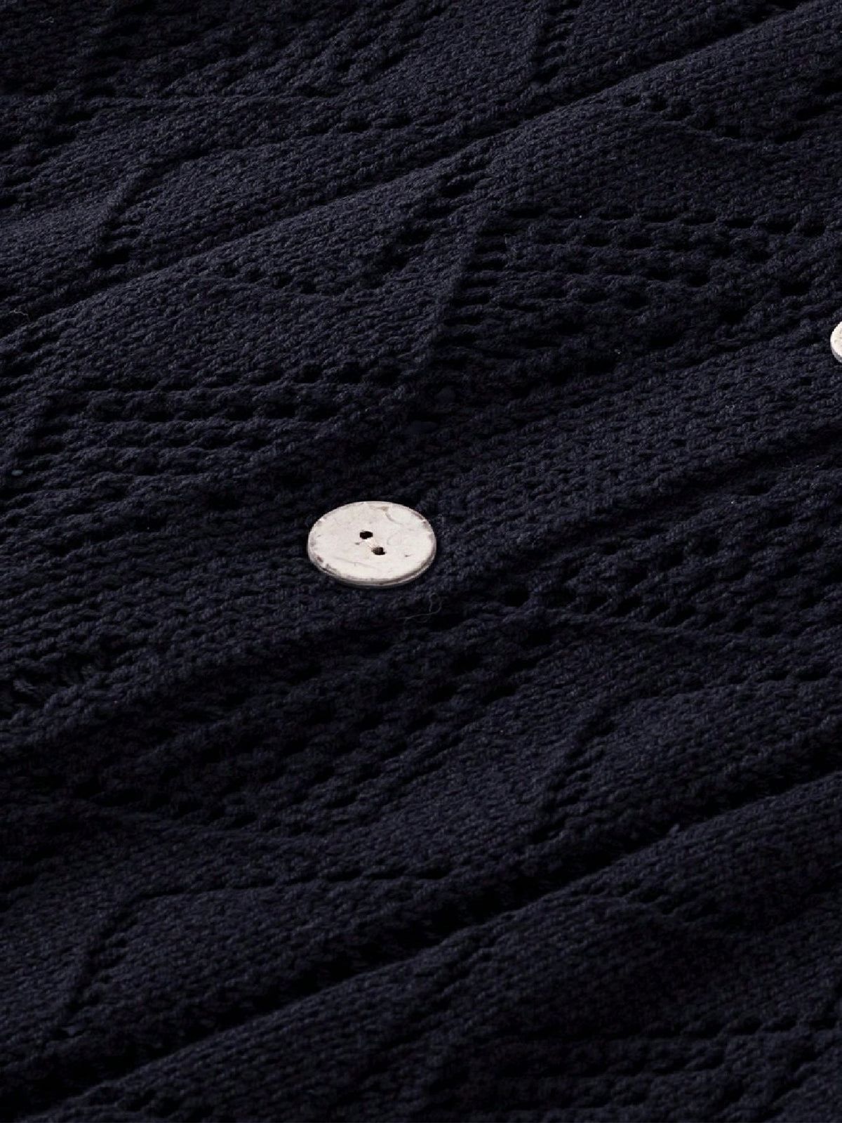 Boho Retro Cotton Mix Crochet Knit Hollow Light Weight Button Front Side Slit Long Cardigan