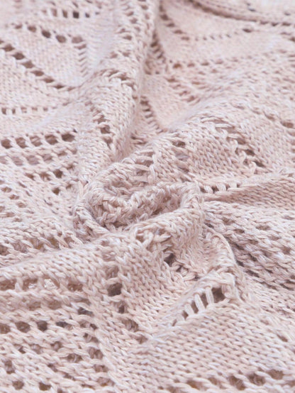 Boho Retro Cotton Mix Crochet Knit Hollow Light Weight Button Front Side Slit Long Cardigan