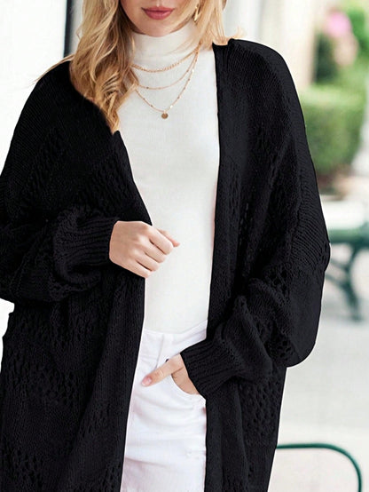 Boho Retro Crochet Knit Hollow Light Weight Dolman Batwing Sleeve Oversized Boyfriend Cardigan
