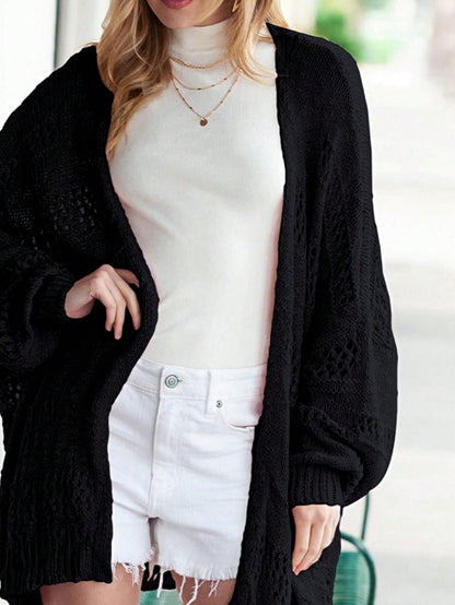 Boho Retro Crochet Knit Hollow Light Weight Dolman Batwing Sleeve Oversized Boyfriend Cardigan
