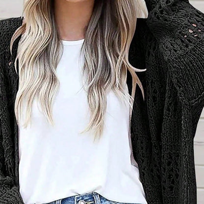 Boho Retro Crochet Knit Hollow Light Weight Dolman Batwing Sleeve Oversized Boyfriend Cardigan