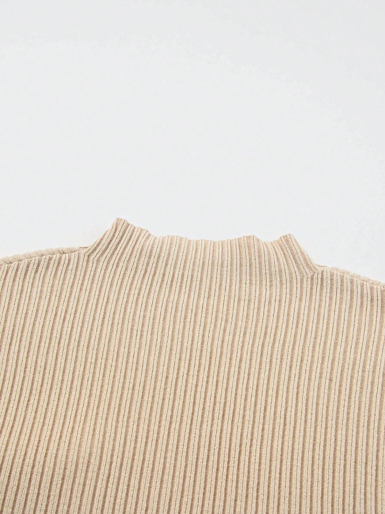 Boho Retro Vintage Viscose Vanilla Beige Green Front Pocket High Mock Neck Ribbed Top Shirt Blouse Vest