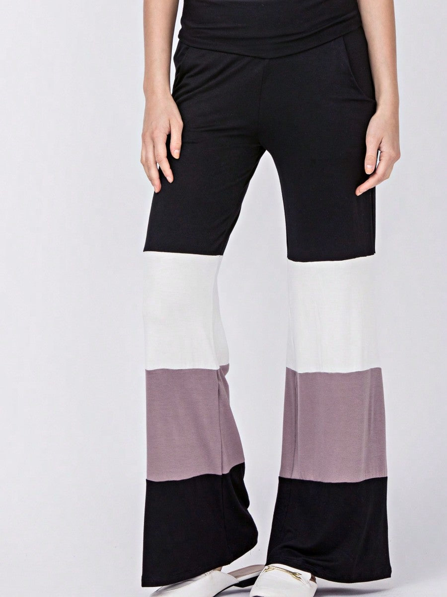 Fold Over Band Wide Leg Tiered Soft Long Lounge Pants