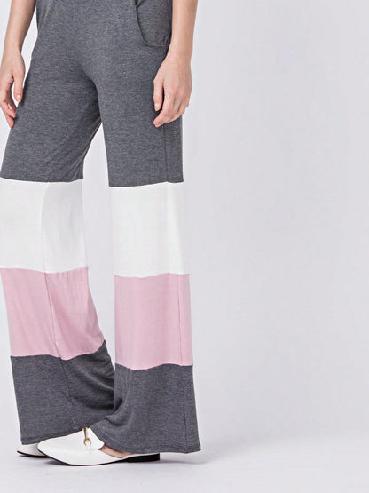 Fold Over Band Wide Leg Tiered Soft Long Lounge Pants
