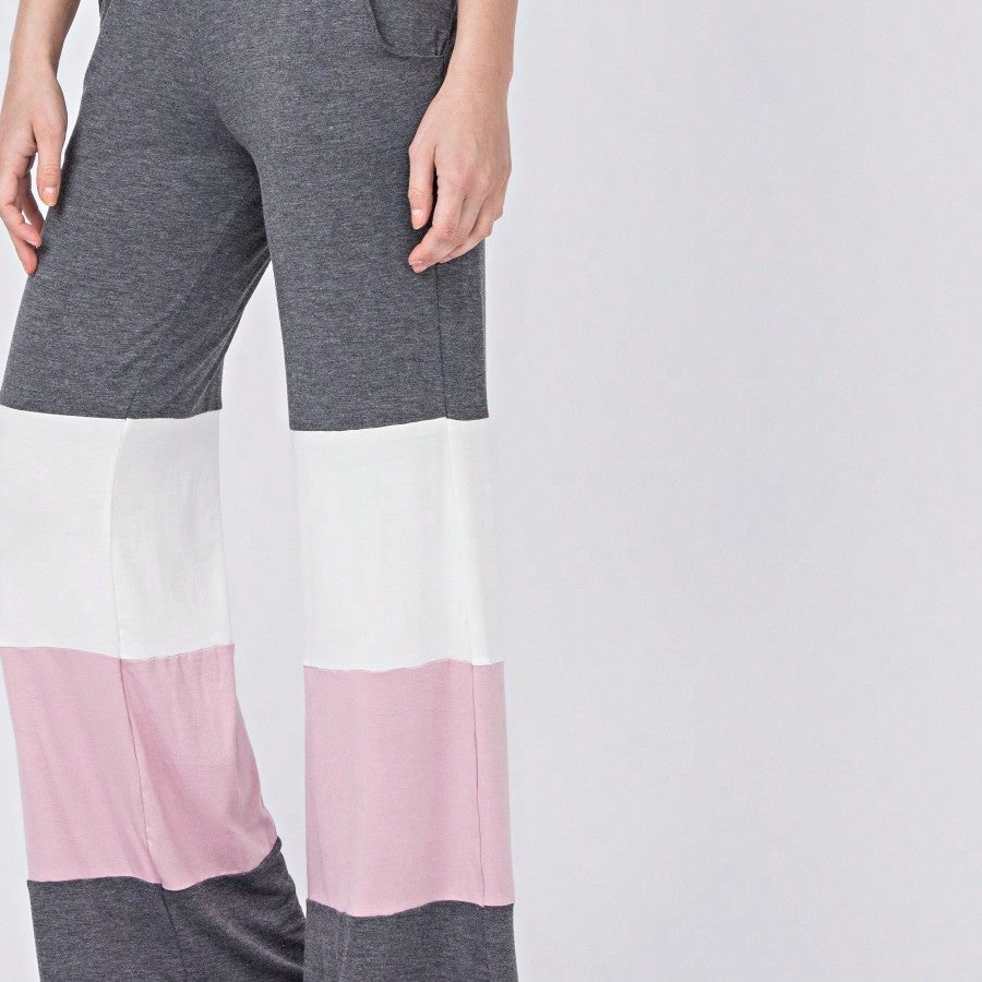 Fold Over Band Wide Leg Tiered Soft Long Lounge Pants