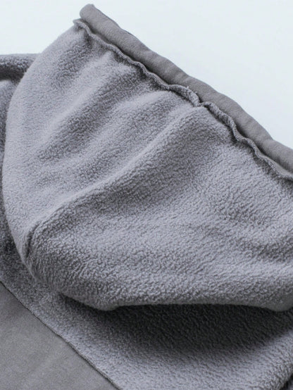 Boho Retro 90's Oversized Puff Bishop Drop Shoulder Sleeve Pocket Front Zip Up Cotton Canvas Inside Out Hooded Jacket