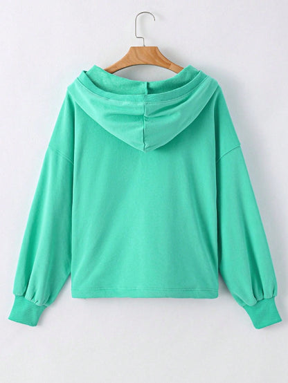 Boho Retro Vintage 90's Cotton  Solid Kangaroo Front Pocket Long Sleeve Zip Up Top Sweatshirt Hoodie Pullover Hooded