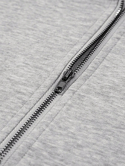 Boho Retro Vintage 90's Cotton  Solid Kangaroo Front Pocket Long Sleeve Zip Up Top Sweatshirt Hoodie Pullover Hooded
