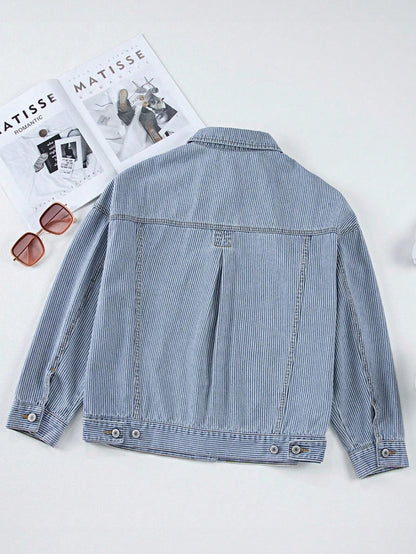 Boho Retro 90's  Classic Style Cotton Jean Denim  Back Oversized Jacket With Pocket
