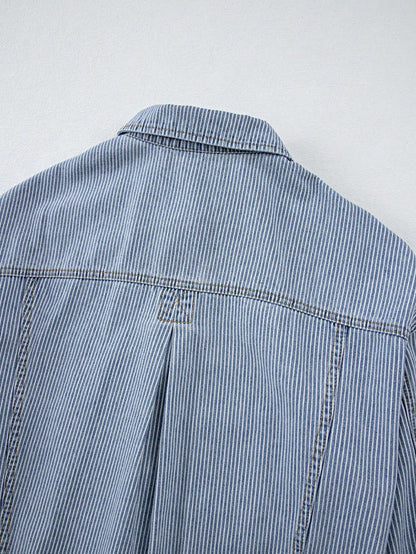 Boho Retro 90's  Classic Style Cotton Jean Denim  Back Oversized Jacket With Pocket