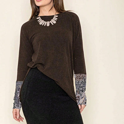 Boho Retro Solid Color Side Slit Quarter Sleeve High And Low Raglan Pleated Back  Rayon Soft Top Shirt Blouse | Small-3 XL