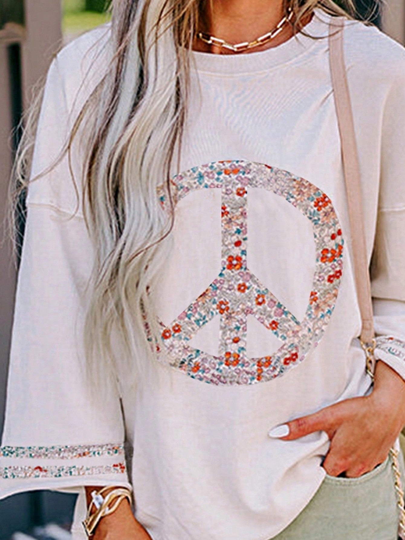 Boho Retro Vintage 60's Vibe Cream Cotton Raglan Lantern Bubble Puff  Sleeve  Floral Rib Patchwork Top Sweat Shirt Blouse