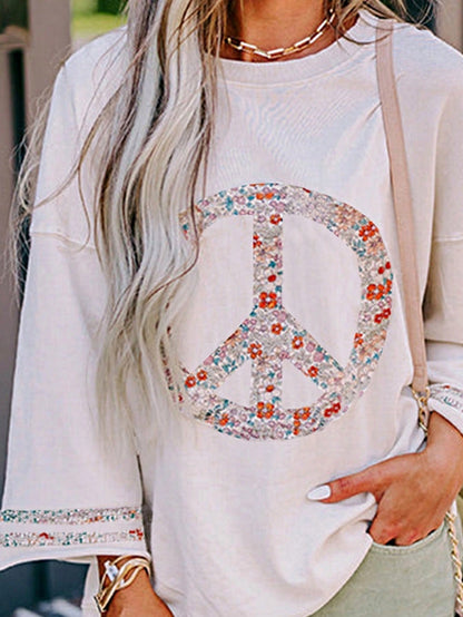 Boho Retro Vintage 60's Vibe Cream Cotton Raglan Lantern Bubble Puff  Sleeve  Floral Rib Patchwork Top Sweat Shirt Blouse