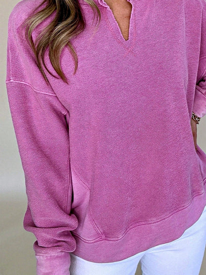 Boho Retro Vintage 90's Cotton Vanilla Beige Button Waffle Patchwork Long Pocket Sleeve Henley Knit Top Sweat Shirt Pullover