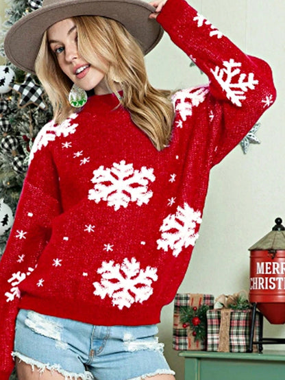 Boho Retro Vintage  90's  Drop Shoulder Dolman Sleeve Turtle Mock Neck Blue Green Pink Rose Stripe Merry Christmas Holly  Sweater Knit Top Pullover