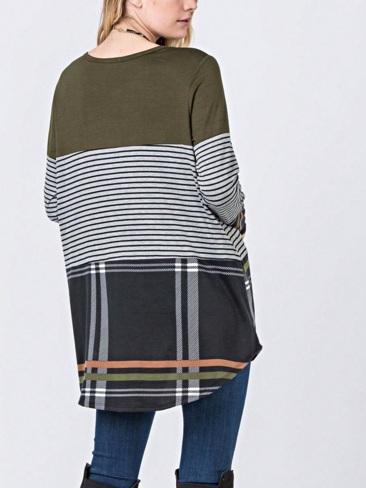 Boho Retro Rayon Color Block Pocket Soft Top Shirt Blouse Tunic | Small-3 XL