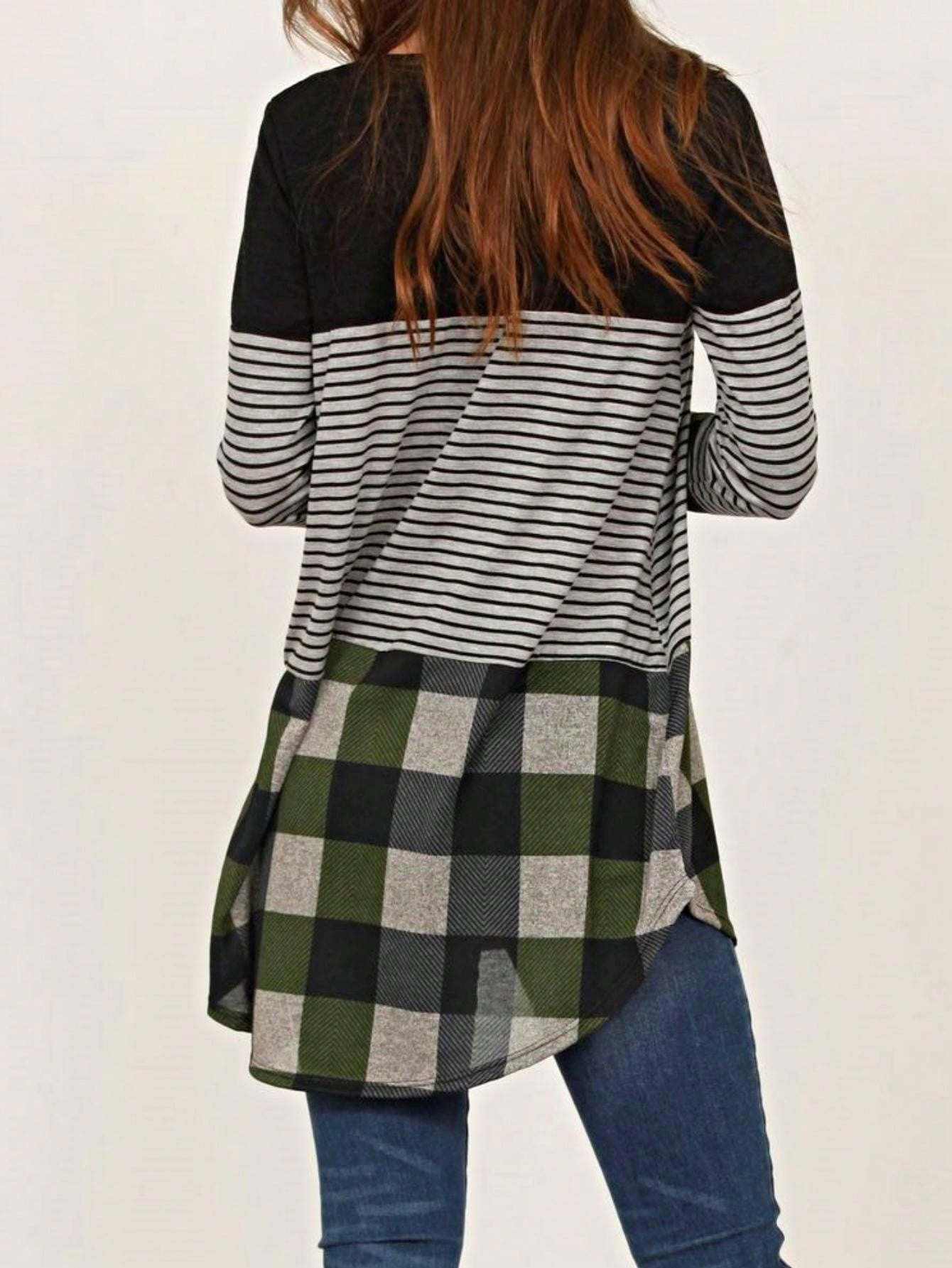 Boho Retro Rayon Color Block Pocket Soft Top Shirt Blouse Tunic | Small-3 XL