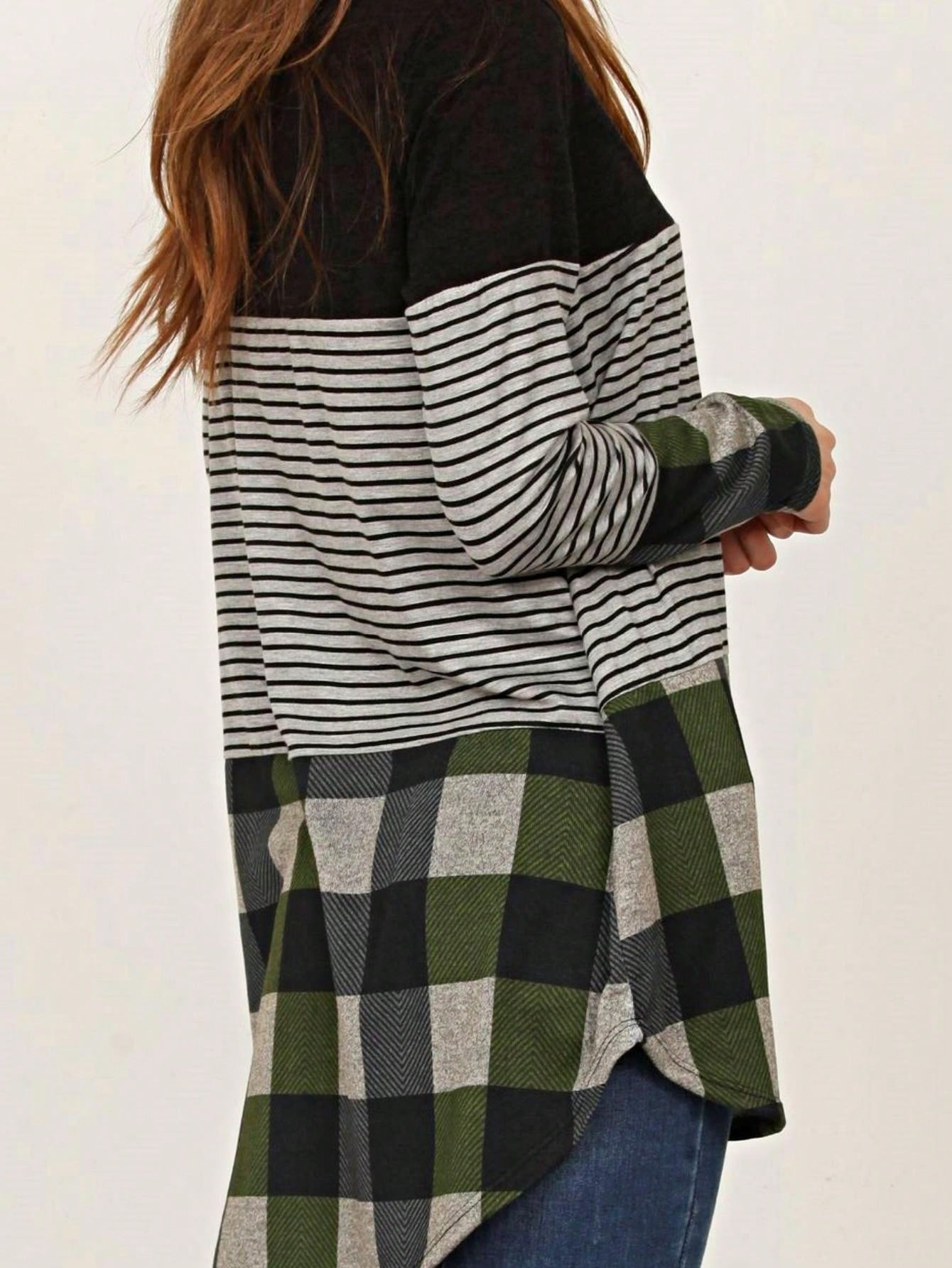 Boho Retro Rayon Color Block Pocket Soft Top Shirt Blouse Tunic | Small-3 XL