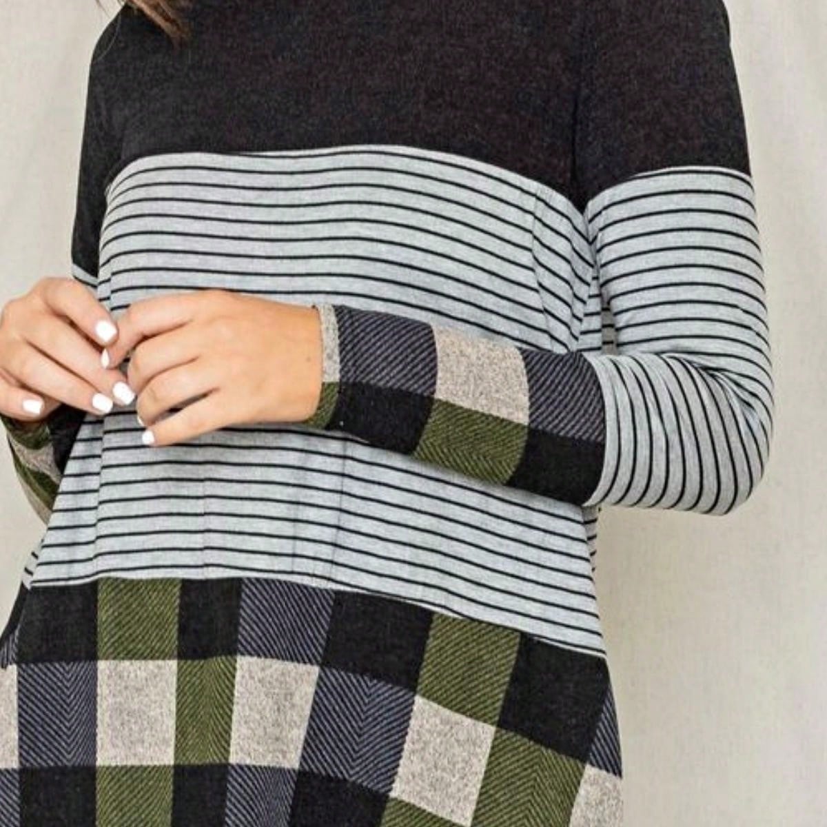 Boho Retro Rayon Color Block Pocket Soft Top Shirt Blouse Tunic | Small-3 XL