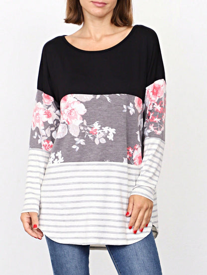 Boho Retro Rayon Color Block Pocket Soft Top Shirt Blouse Tunic | Small-3 XL