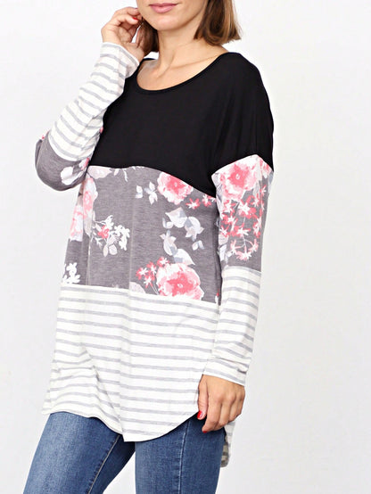 Boho Retro Rayon Color Block Pocket Soft Top Shirt Blouse Tunic | Small-3 XL