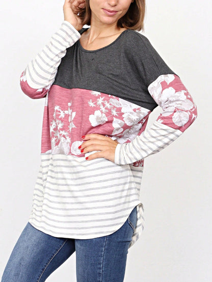 Boho Retro Rayon Color Block Pocket Soft Top Shirt Blouse Tunic | Small-3 XL