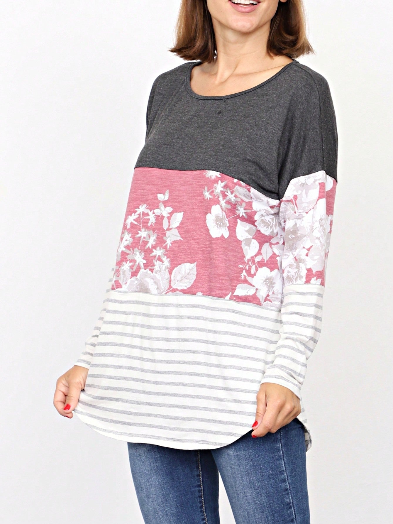 Boho Retro Rayon Color Block Pocket Soft Top Shirt Blouse Tunic | Small-3 XL