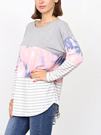 Boho Retro Rayon Color Block Pocket Soft Top Shirt Blouse Tunic | Small-3 XL