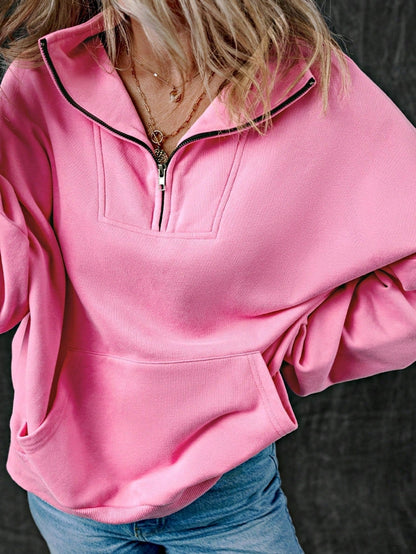 Boho Retro Vintage 90's Cotton  Solid Kangaroo Front Pocket Long Sleeve Zip Up Top Sweatshirt Hoodie Pullover Hooded