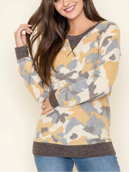 Boho Retro 90's Vintage  Preppy V Stitch  Stripe Knit Contrast Binding Brushed Soft Floral Raglan Sleeve Tunic Top Pullover Only