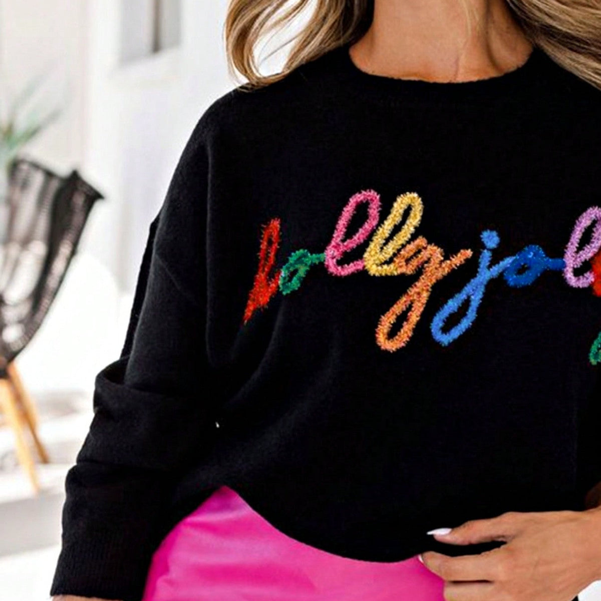 Boho Retro Vintage  90's  Drop Shoulder Dolman Sleeve Turtle Mock Neck Blue Green Pink Rose Stripe Merry Christmas Holly  Sweater Knit Top Pullover