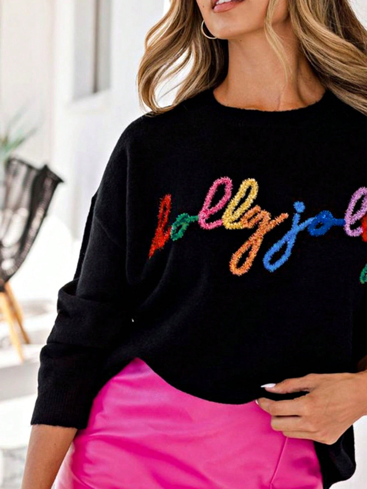 Boho Retro Vintage  90's  Drop Shoulder Dolman Sleeve Turtle Mock Neck Blue Green Pink Rose Stripe Merry Christmas Holly  Sweater Knit Top Pullover