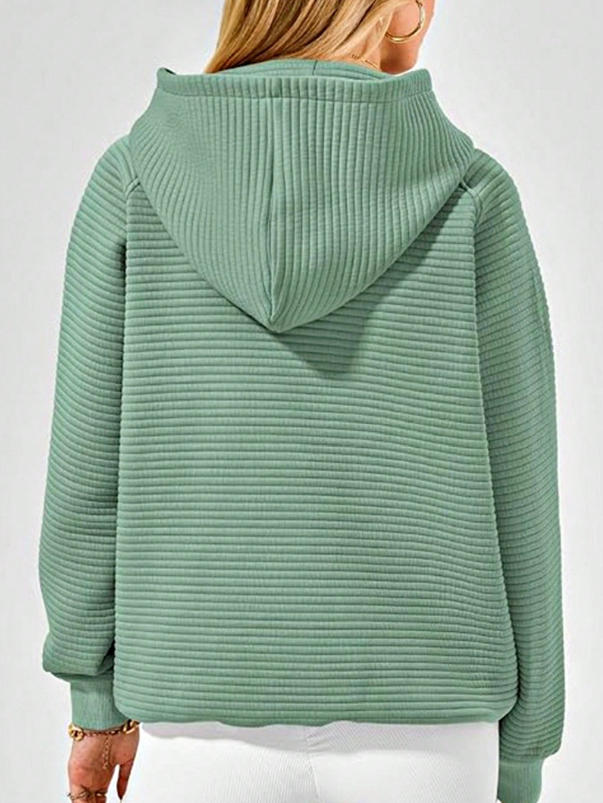 Boho Retro Vintage 90's Cotton  Solid Kangaroo Front Pocket Long Sleeve Zip Up Top Sweatshirt Hoodie Pullover Hooded