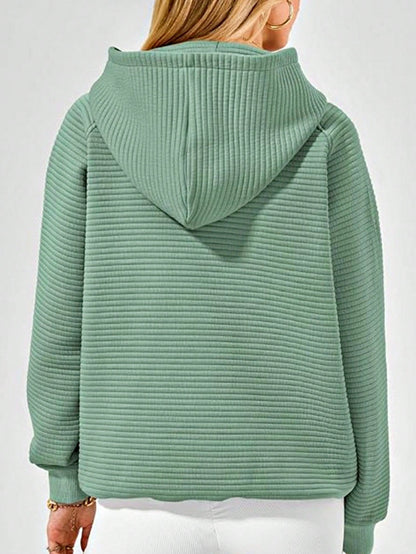 Boho Retro Vintage 90's Cotton  Solid Kangaroo Front Pocket Long Sleeve Zip Up Top Sweatshirt Hoodie Pullover Hooded