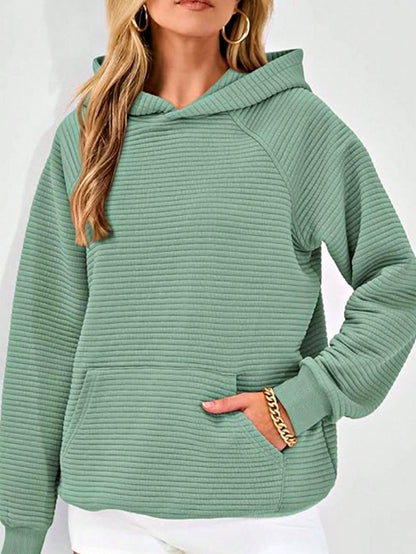 Boho Retro Vintage 90's Cotton  Solid Kangaroo Front Pocket Long Sleeve Zip Up Top Sweatshirt Hoodie Pullover Hooded