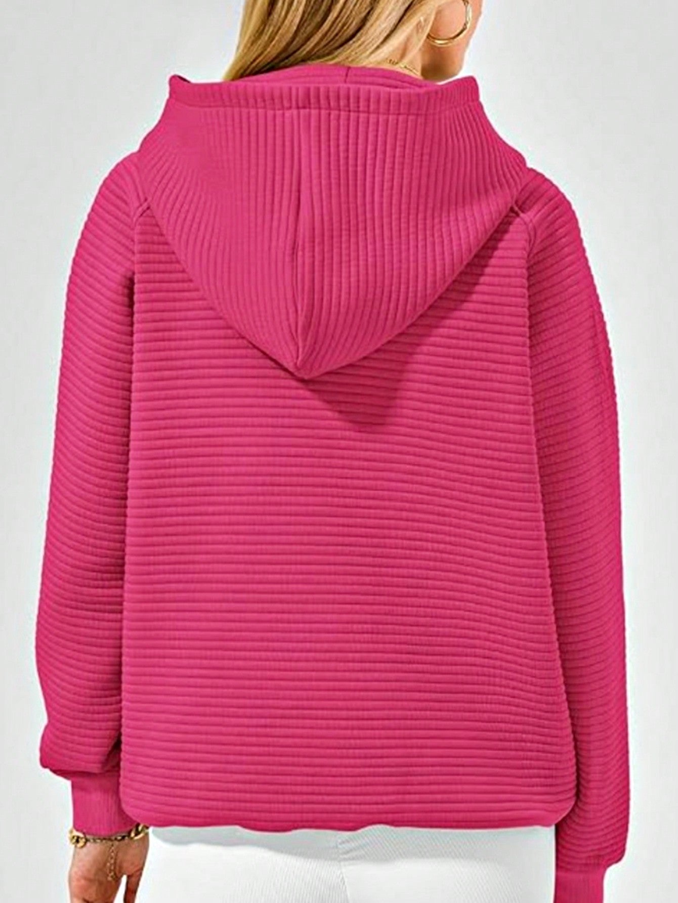 Boho Retro Vintage 90's Cotton  Solid Kangaroo Front Pocket Long Sleeve Zip Up Top Sweatshirt Hoodie Pullover Hooded