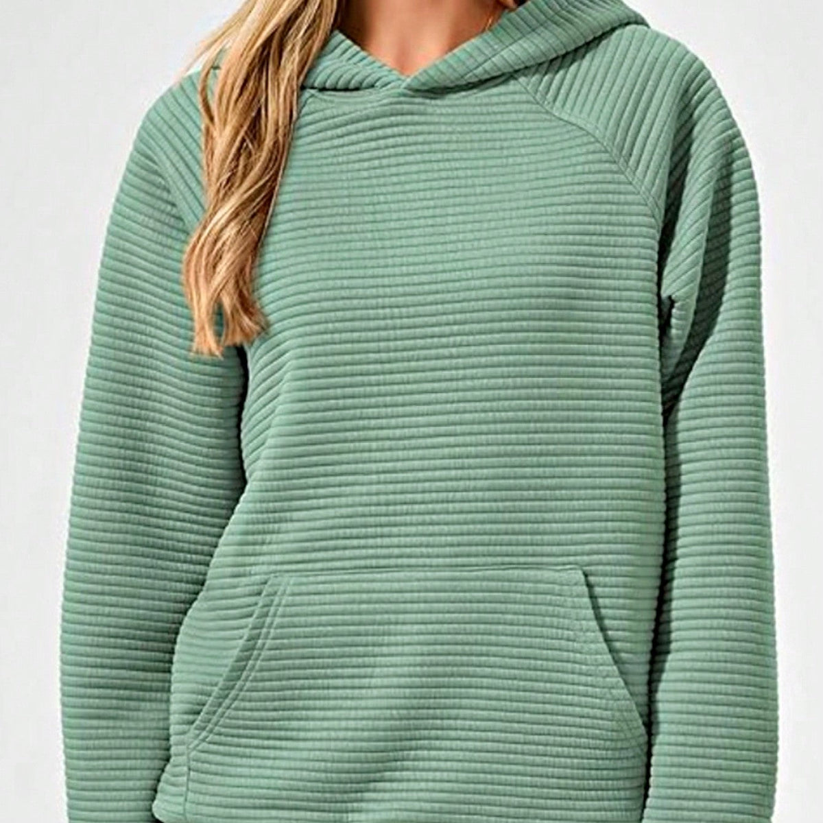Boho Retro Vintage 90's Cotton  Solid Kangaroo Front Pocket Long Sleeve Zip Up Top Sweatshirt Hoodie Pullover Hooded